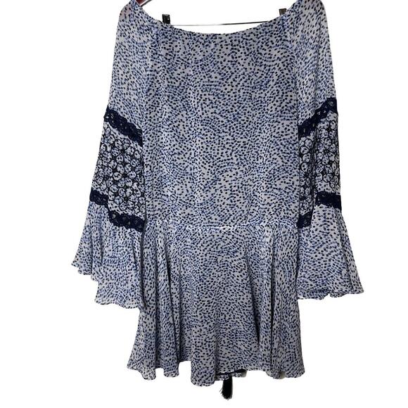 Alexis LANELLE PRINTED LONG-SLEEVE MINI DRESS IN BLUE sz M - Picture 6 of 10